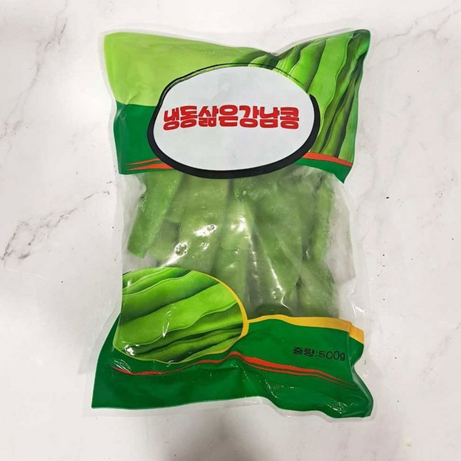 (배터짐) 냉동 삶은 강낭콩 단콩 중국강낭콩 중국요리 중화요리 (일요일&당일발송), 500g, 3개