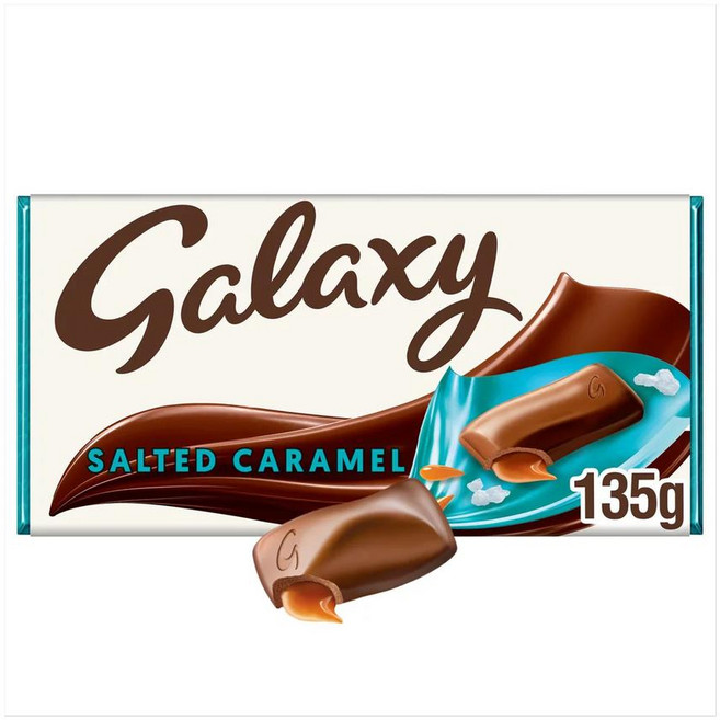 영국 갤럭시 Galaxy Block Bar 솔티드 카라멜 & 밀크 초콜렛 블럭 바, 135g, 8개