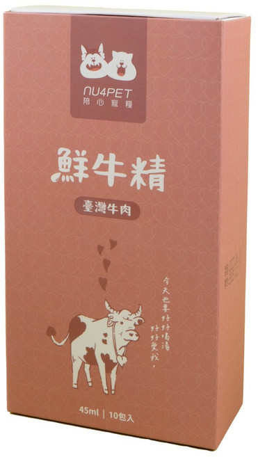 Nu4pet 陪心寵糧 陪心食補 鮮三精 45mLx10包/盒 寵物雞精 犬貓通用, 1個, 台灣牛肉 10入盒裝