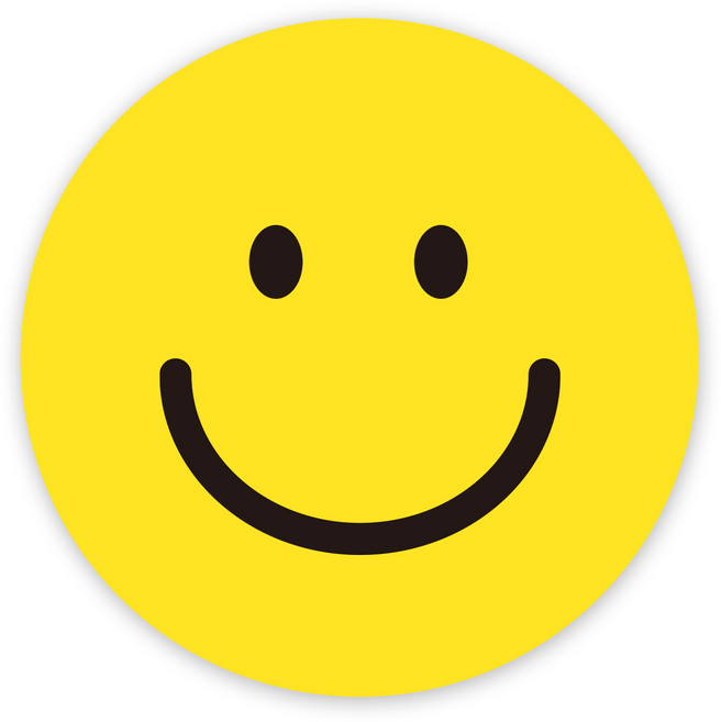아무날 파스텔 스마일 원형 스티커, 100개, 옐로우