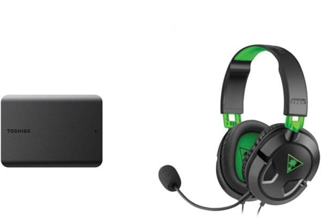 도시바 칸비오 베이직 1TB 휴대용 외장 하드 드라이브 USB 3.0 검은색 - HDTB510XK3AA & 터틀 비치 Xbox Series X/S One PS5 PS4, Toshiba 칸비오 베이직 1TB 휴대용 외장 하드, 1개