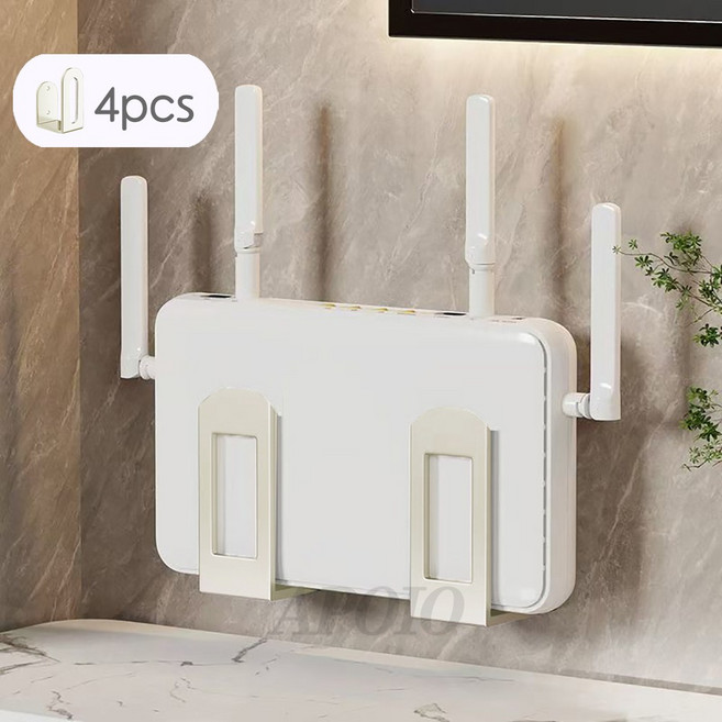 APOIO 다용도 무타공 공유기 셋톱박스 거치대 멀티탭 정리대, 4개, 화이트
