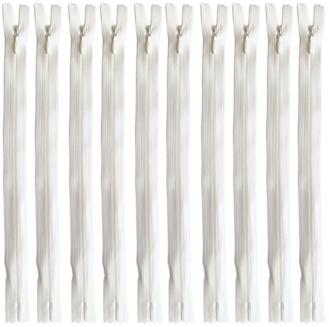 25cm 콘솔지퍼 10인치 콘실지퍼 숨은지퍼, 10개, 백아이보리(030)