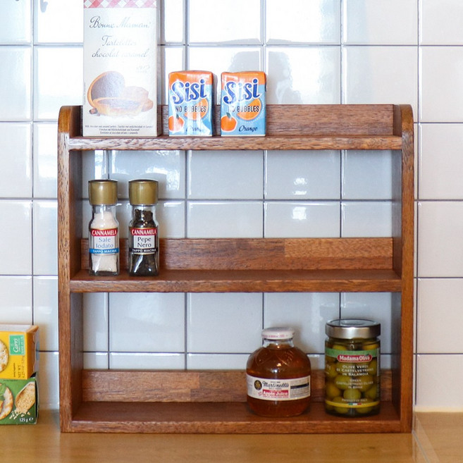 나무로말하다 멀바우 선반 미니 2단 3단 스탠드 주방 식탁 진열대, 02_ 멀바우 미니 3단 선반+바니쉬 도장