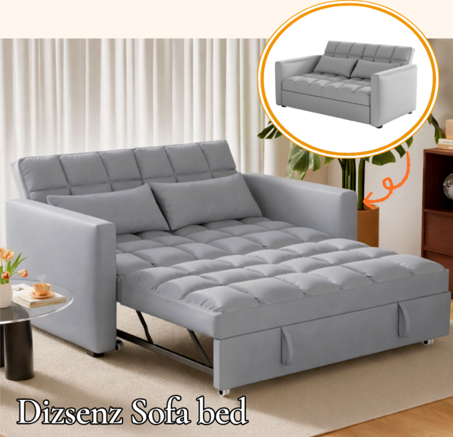 디즈센즈 접이식 소파베드 쇼파베드 1인용 2인용 푹신한 침대소파겸용, 스카이블루 85cm