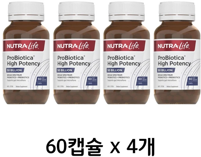 뉴트라라이프 프로바이오틱 500억 유산균 60캡슐, 4개, 60정 - 쿠팡