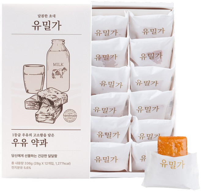 유밀가 수제 우유 약과 12개입, 360g, 1개
