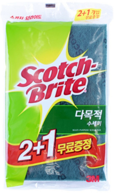 다목적 3M수세미 설거지 청소 불판 대형 2+1 3개입