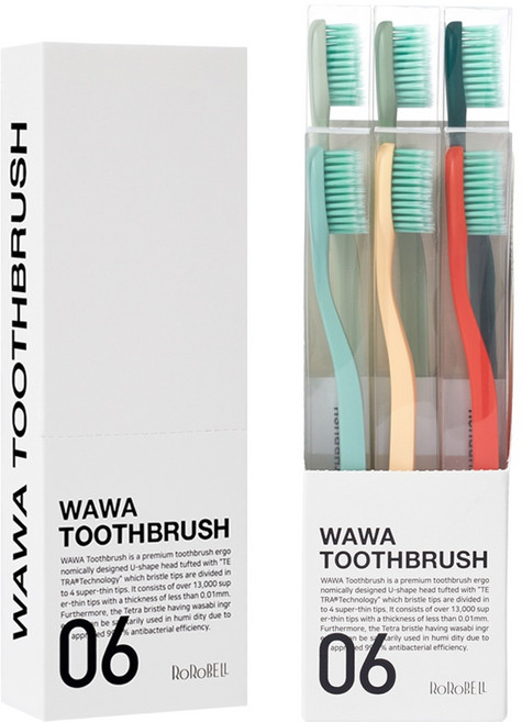 로로벨 프리미엄 초미세모 와와칫솔 테트라모 6개입, 1개