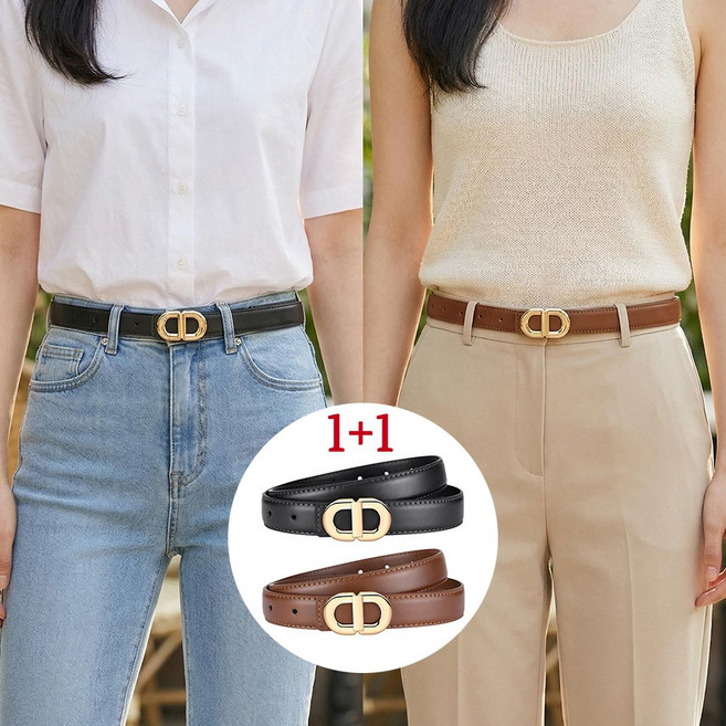 CKIRUV 1+1 여성 벨트 소가죽 패션 캐주얼 벨트