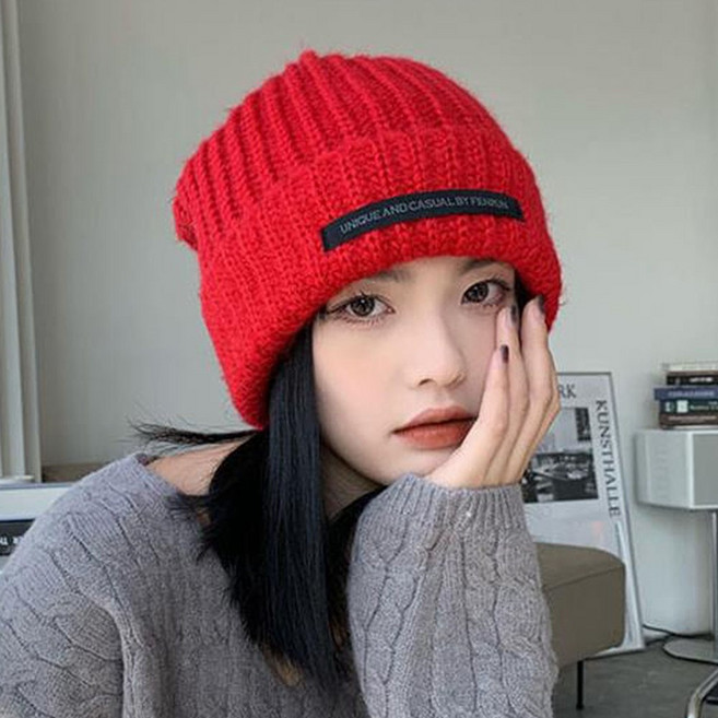 짜임 루즈핏 골지 니트 롱비니 모자 빅사이즈 대두 도톰 털모자
