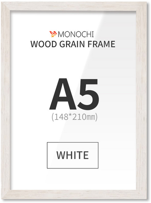 모노치 투명 아크릴 우드그레인 액자, 화이트, 1개