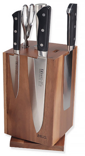 제우스 QF240 회전 자석 칼블럭 240mm 원목 칼꽂이 칼걸이, 1개