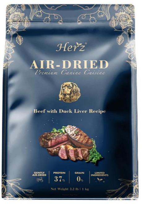 Herz 赫緻 羊肉低溫風乾犬糧, 1個, 美饌-嫩牛佐鴨肝1kg+送隨手包*10, 1kg, 牛肉、鴨肝