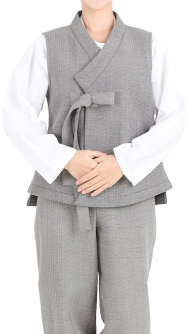 만덕몰 겨울용 여성 기모 누비 베이직 고름 조끼 바지 세트 개량 생활한복 절복 법복 단체복