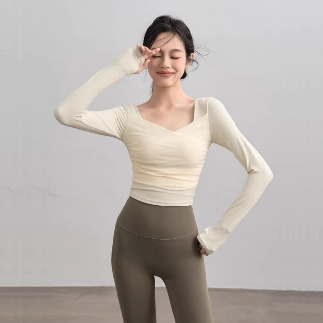 요피 메쉬 랩 크롭탑