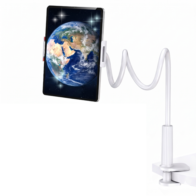 두손프리 휴대폰 태블릿 침대 자바라 거치대, 1개, 화이트