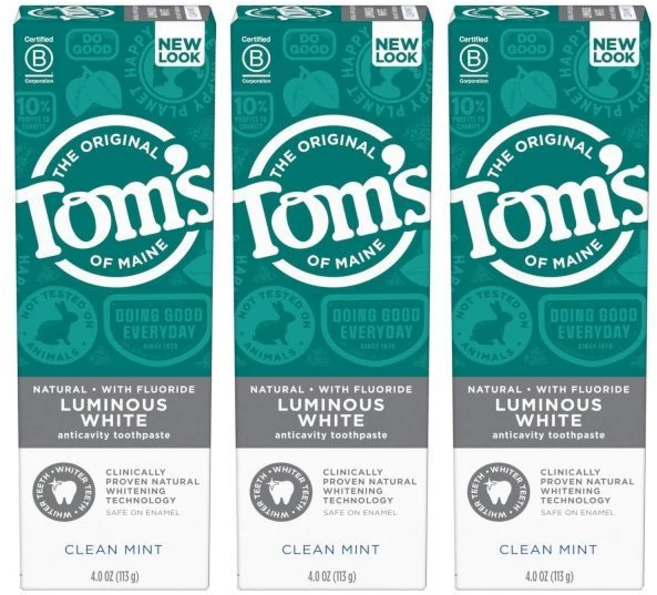 메인주의 톰스 내추럴 야광 화이트 치약 깨끗한 민트 4.0온스. 3팩, Mint_4 Ounce (Pack of 3) - 쿠팡