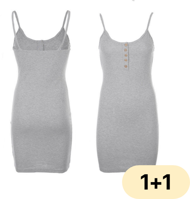 [1+1] 여성 원피스 섹시 슬릿 헨리넥