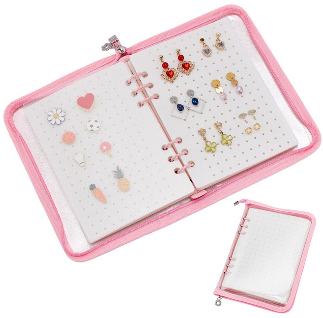 펠트 브로치 수납 노트북 앨범 핑크 25.4x18x2.6cm, 1