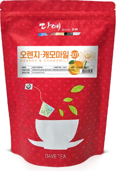 [본사직영] 다예 맛있는 오렌지 캐모마일차 생분해 삼각티백, 1개, 50개입, 1g