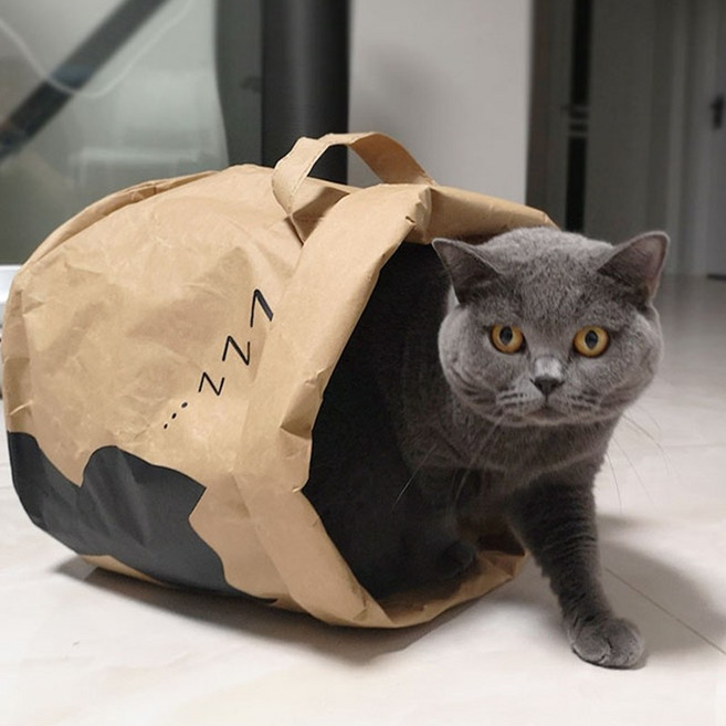 고양이 바스켓 종이봉투 바스락 숨숨집 장난감, 1개, 종이질감