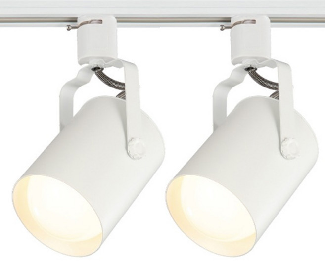 케이시조명 레일조명 원통 등기구 2개 (전구포함), 화이트(전구색 3000K)