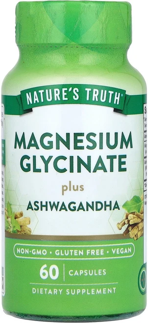 Nature's Truth 마그네슘 글리시네이트 플러스 아슈와간다 캡슐 60정 Truth (네이처스 트루스), 1개 - 쿠팡