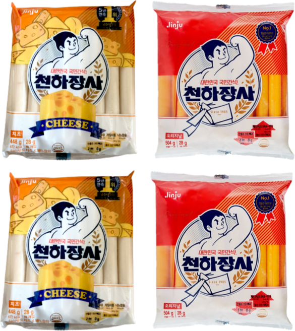 진주햄 천하장사 오리지날 504g 2개 + 천하장사 치즈 448g 2개 (총4개) 초등학생간식 군것질거리
