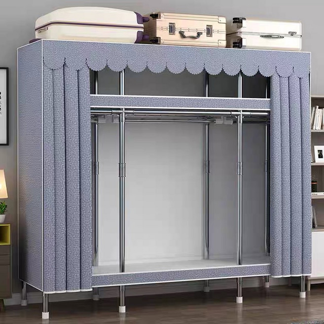 Alemon 간이옷장 합금 조립식옷장 비키니 옷장, 150cm, 01그레이