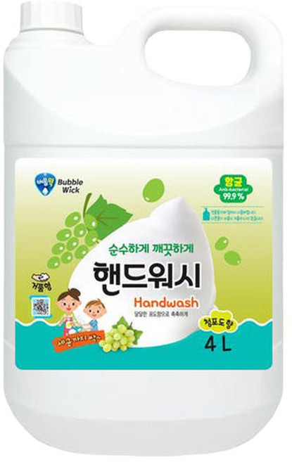 버블윅 청포도 손세정제 대용량 핸드워시 4L 거품형 리필, 1개