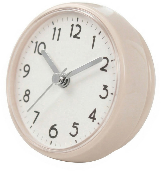 아띠꼴로 지각방지 무타공 욕실 화장실 방수 벽 시계 미니 원형, 베이비핑크, 1개