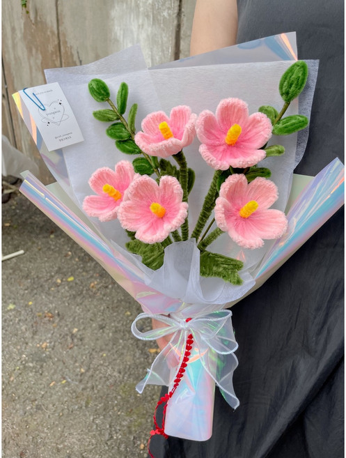 무궁화 모루꽃다발 완제품 성묘꽃 군대 수료식 광복절 현충일 삼일절 현충원 핸드메이드꽃다발, 1개