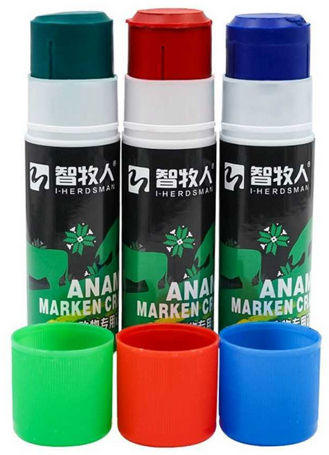 돼지 마커 소 마킹 크레파스 번호 표시 축사 가축 표기, 중형 크레용 24색 파랑, 1개