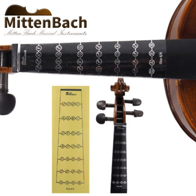 미텐바흐 바이올린 지판스티커 포지션스티커 44 34 음이름 계이름, 단품, 4개, 3/4