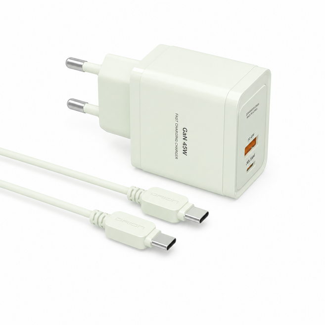 드리온 45W GaN PD PPS 2포트(A+C) 초고속 충전기 ( ctoc 케이블 1.5M 포함 ), 1개, 라이트 그린