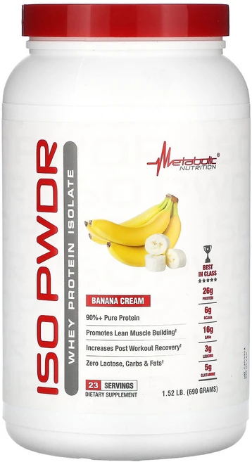 Metabolic Nutrition ISOpwdr 분리유청단백질 바나나 크림 690g(1.52lb) Nutrition (메타볼릭 뉴트리션), 689 g, 690g, 1개 - 쿠팡