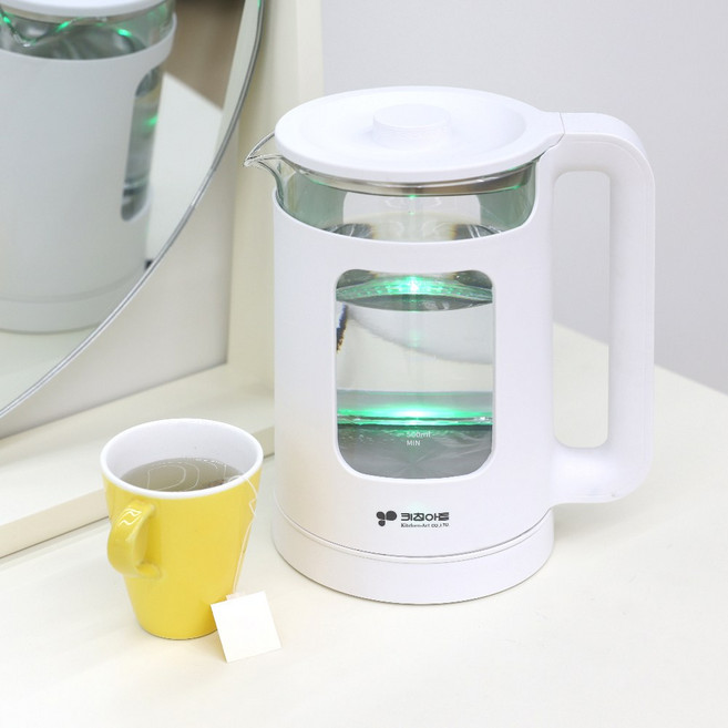 25년형 키친아트 전기 주전자 1.5L 커피 유리 포트 보온 스텐, 화이트