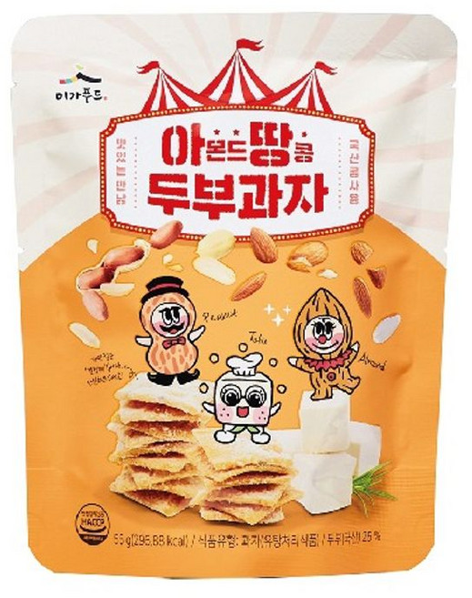 미가푸드 국산 콩으로 만든 아몬드땅콩 두부과자, 6개