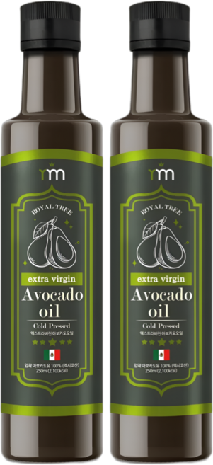 로얄트리 멕시코 최상급 HASS품종 엑스트라버진 아보카도 오일 냉압착, 2개, 250ml