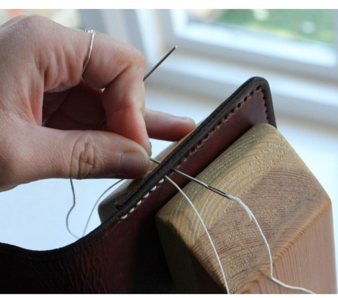 가죽공예 스티칭 포니 - 목재 고정 클램프 - 호두나무 & 너도밤나무 - 손바느질 가죽 홀더, 1세트, 브라운