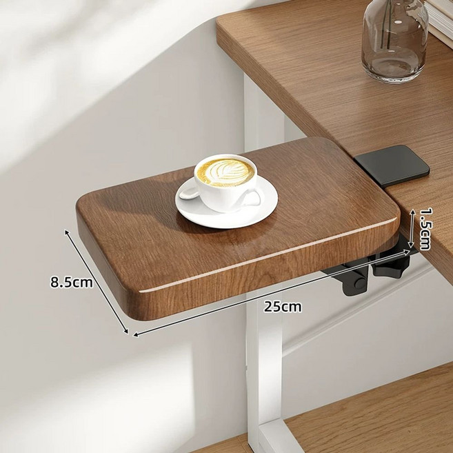 접이식 테이블 확장 책상 호두 무타공 선반 175x25블랙지지대 선반 1 보드 연장, T.호두나무도마8.525cm검정색스탠드
