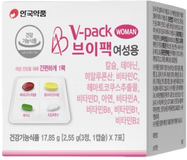 안국약품 V-pack 브이팩 여성용 종합영양제 히알루론산 비타민 칼슘(4정 X 7포), 28정, 1개