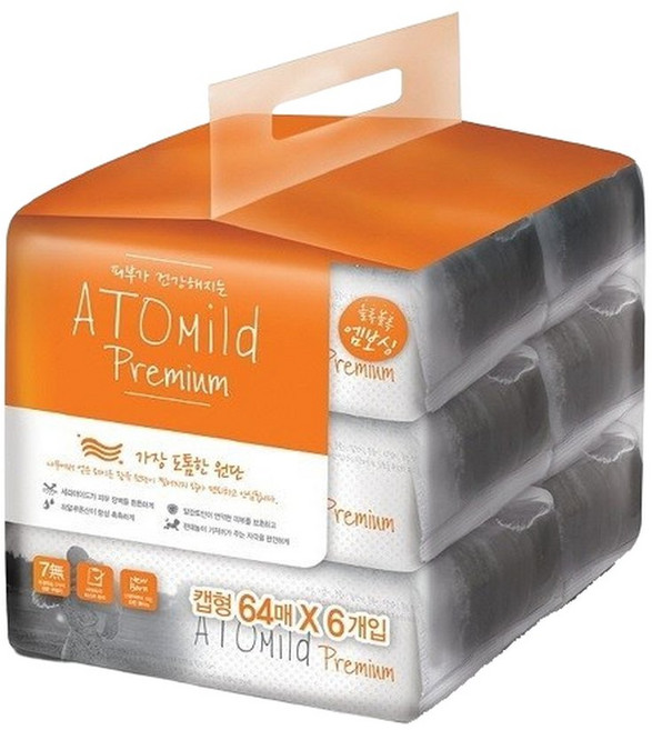 아토마일드 프리미엄 물티슈 캡형 64매 6입, 6개, 6매, 64g