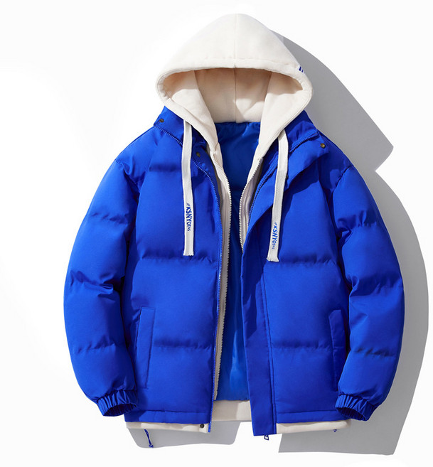 NEW 남자 후드 경량 숏패딩 점퍼 가짜 투피스 디자인 역시즌패딩 자켓 바람막이보온과 패딩 코트 빅사이즈남자패딩4XL