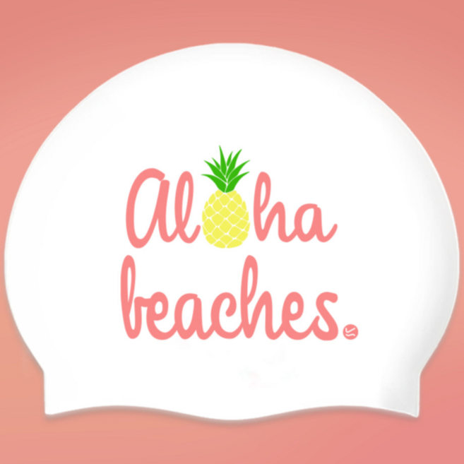 킵스위밍 실리콘수모 알로하비치 수영모자 롱헤어 긴머리, 화이트, 1개