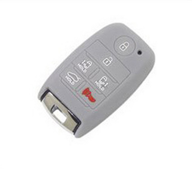 기아 호환 실리콘 키케이스, 스마트6버튼, 그레이, .