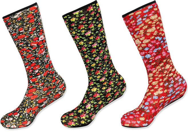 크로바 여성용 요술버선 잔꽃패턴 장목 3켤레