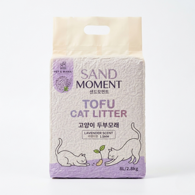 샌드모먼트 고양이 두부모래 강력응고 저분진 2세대 고양이 모래, 라벤더, 1개, 2.8kg