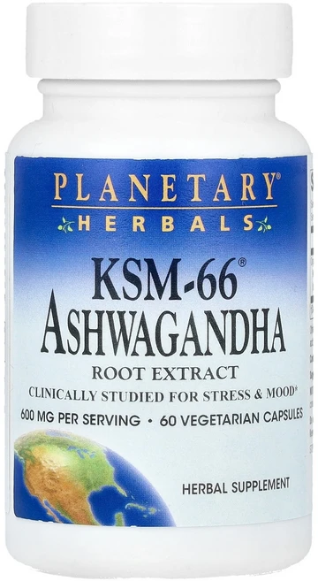 Planetary Herbals KSM-66® 아슈와간다 뿌리추출물 베지 캡슐 60정(캡슐 1정당 300mg) Herbals (플래니터리 허벌), 60개, 1개, 60정 - 쿠팡